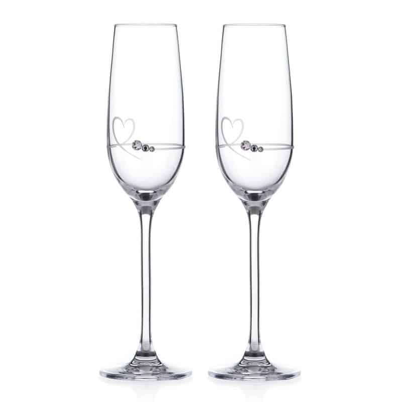 Petit Heart Champagne Flutes Pair with Swarovski Crystals