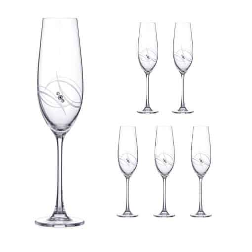 Atlantis Champagne Flutes With Swarovski Crystals Set Of 6