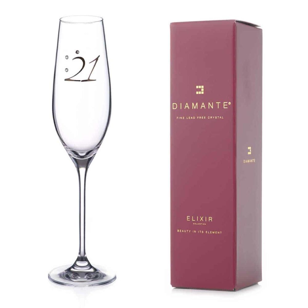 21st champagne birthday flute with gift box