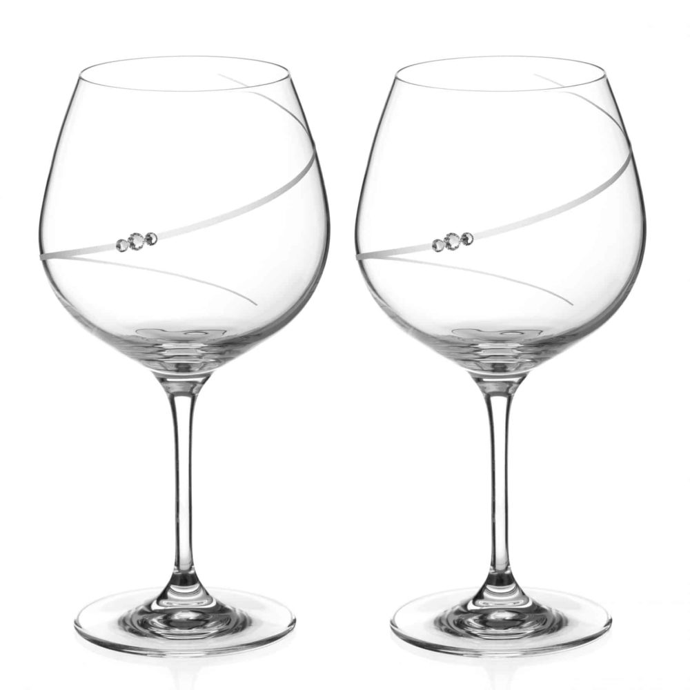 DIAMANTE Swarovski 50th Birthday or Anniversary Wine Glasses Pair