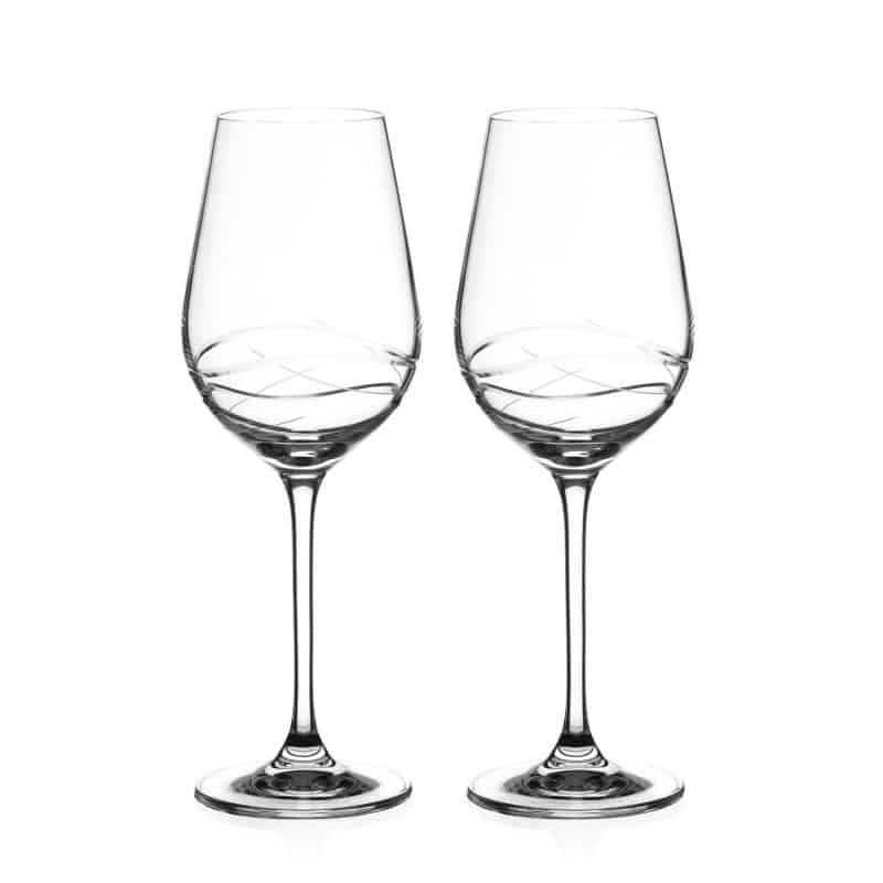 Venice Crystal White Wine Glasses Set Of 2 Diamante Home