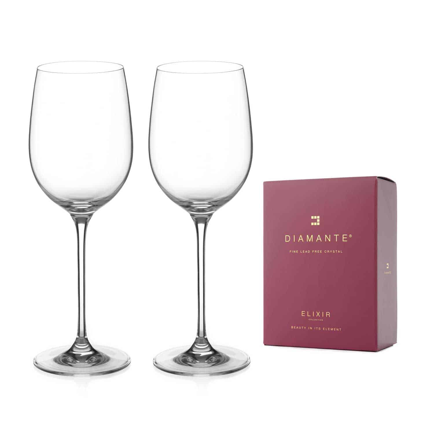 Crystal Red Wine Glasses Pair Diamante Home