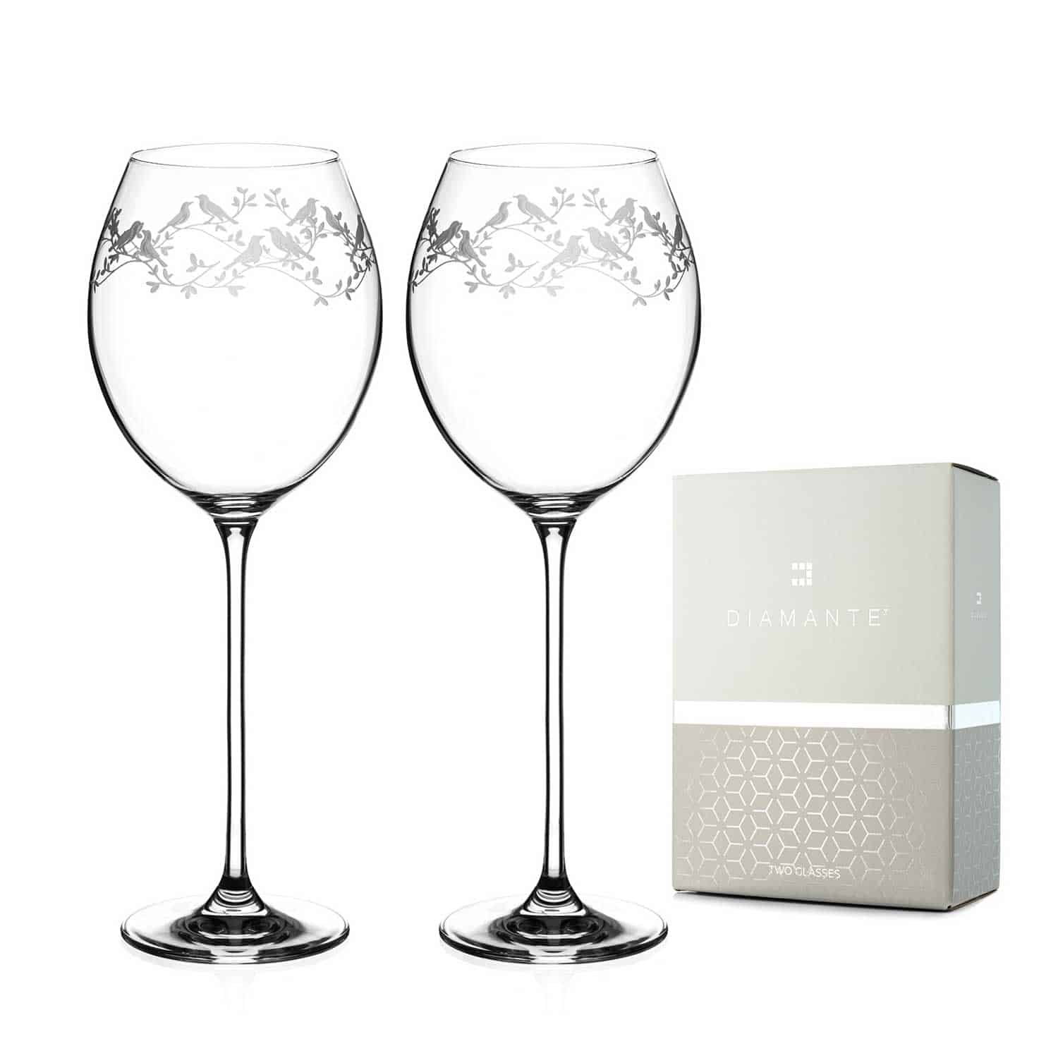 DIAMANTE Swarovski 50th Birthday or Anniversary Wine Glasses Pair