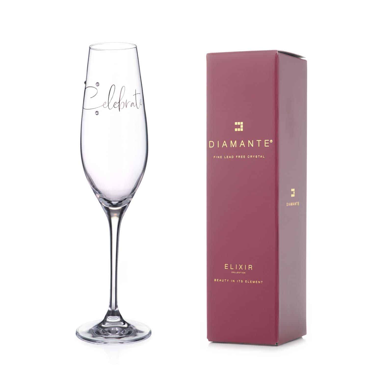 Celebrate Champagne Flute Adorned With Swarovski Crystals Diamante Home   Celebration Flute Box 2.6.2020 MS 