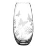 barrel vase with etched butterflys