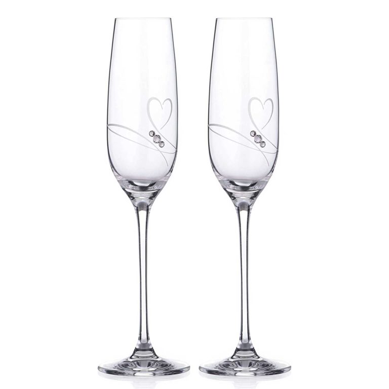 Romance Crystal Champagne Flutes Set Of 2 Diamante Home