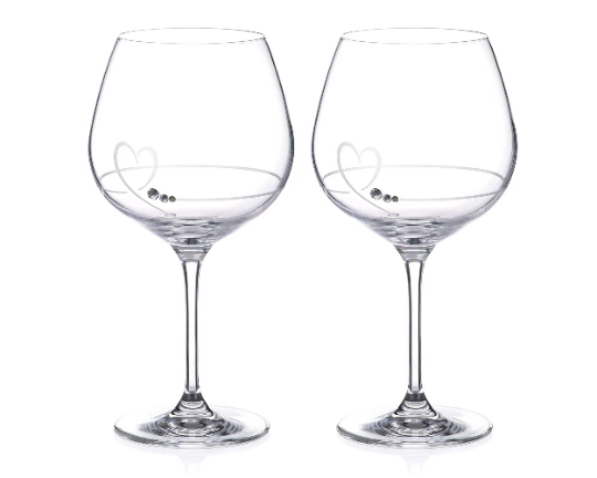 heart crystal gin glasses