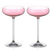 pair of pink crystal saucers