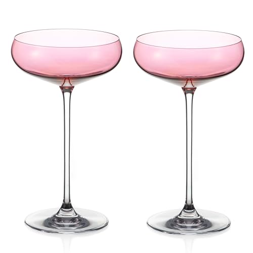 pair of pink crystal saucers